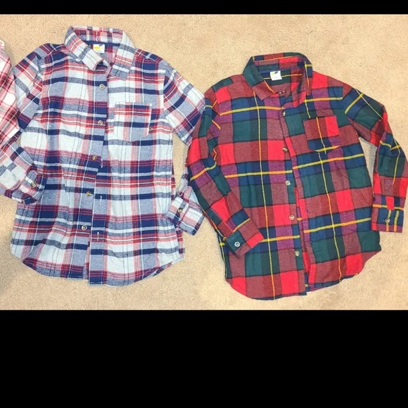 Gymboree Boys Plaid Button Up Shirts Size 5-6 Bundle Lot Of 7 Tops Crazy 8 EUC